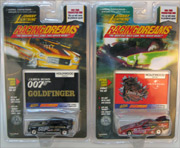 James Bond 007 Goldfinger & Jurassic Park Drag Race Funny cars Johnny Lightning 152-01 1:64 diecast