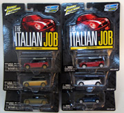 Italian Job Mini Coopers Red, White & Blue Clean & Dirty Versions Johnny Lightning 994-01 1:64 scale Movie cars