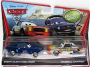 Disney Pixar Cars 2 Brent Mustangburger & Darrell Cartrip 2 car set Mattel V2832 V2834 1:55 Diecast Movie Cars