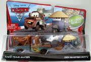 Disney Pixar Cars 2 Race Team Mater & Zen Master Pitty 2 car set Mattel V2832 V2833 1:55 Diecast Movie Cars