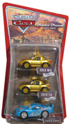 Disney Pixar Cars The World of Cars Edition Gold Mia & Tia, Bling Bling McQueen M1883 Mattel 1:55 scale die cast movie replica