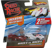 Speed Racer Mach 6 & Phantom Mach 4 w/ movie accessories Hot Wheels 1/64 M4537 M5983 2008 Movie Car