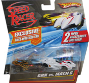 Speed Racer Mach 6 & Race-Wrecked GRX w/ movie accessories Hot Wheels 1/64 M4537 M5984 2008 Movie Car