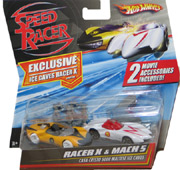 Speed Racer Mach 6 & Ice Caves Racer X w/ movie accessories Hot Wheels 1/64 M4537 M5985 2008 Movie Car