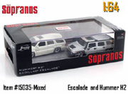 Sopranos HBO Series Cadillac Escalade & Hummer H2 Jada 1/64 15035 W1 die cast TV cars