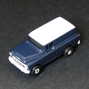 ThunderJet Ultra G Dark Blue 1957 Chevy Suburban Release 4 No 24 001184 Auto World HO Scale Slot Car